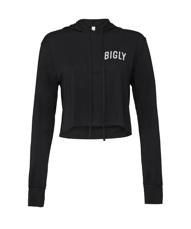 Bigly Black Cropped Fleece Hoodie (Women's)