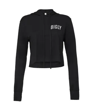 Bigly Black Cropped Fleece Hoodie (Women's)