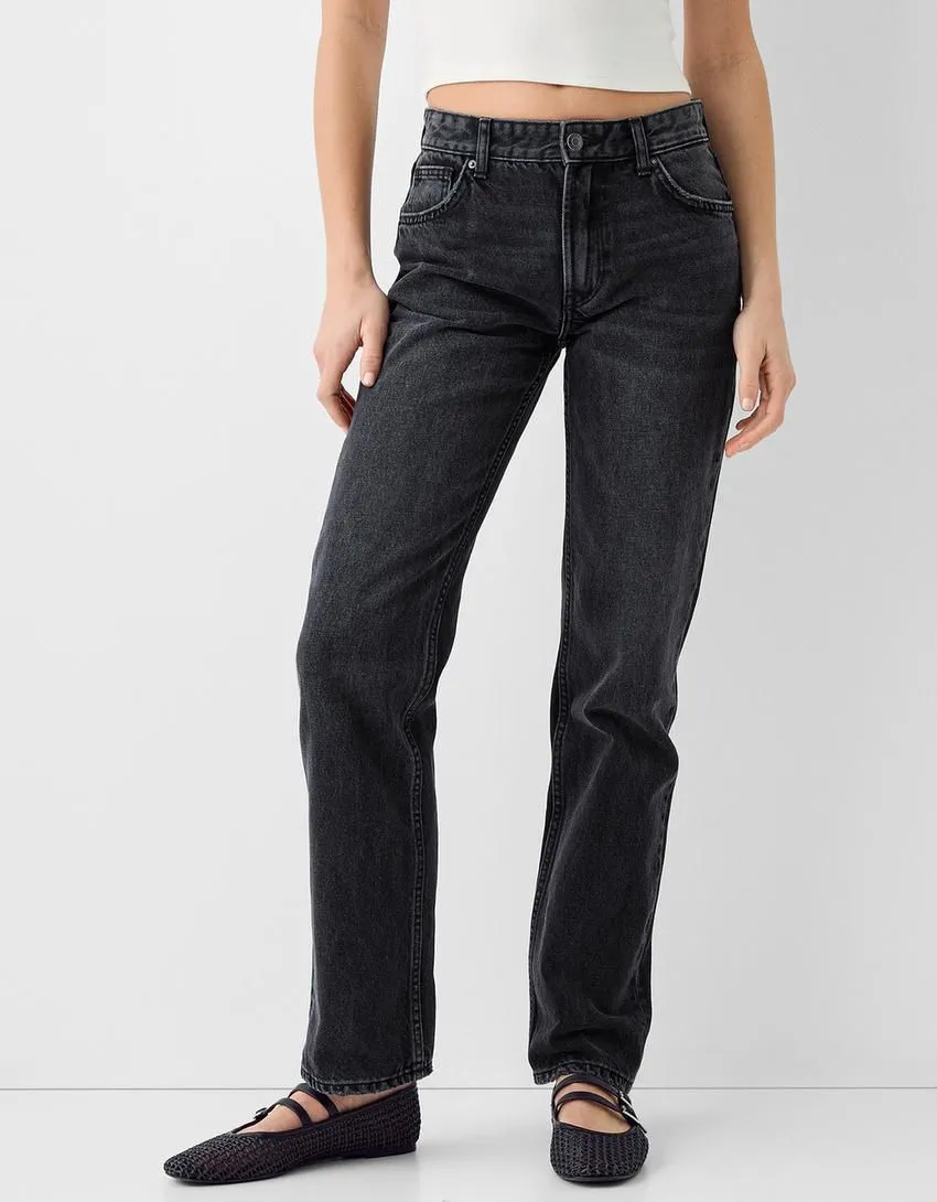 Bk Premium Highwaist straight fit Jeans Black
