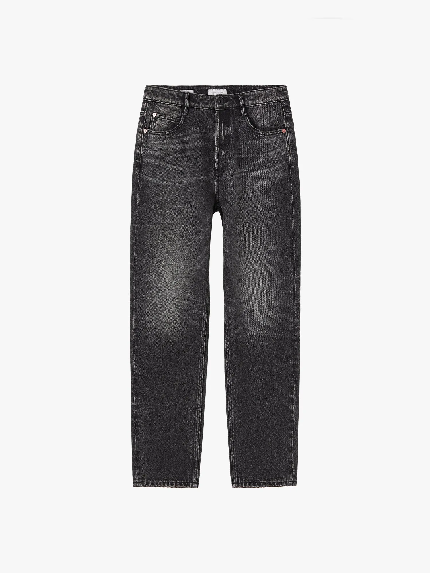 Black And Grey Straight Fit Jeans With Buttons