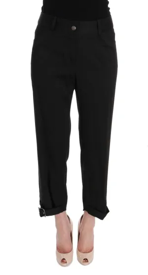 Black Cotton Capri Dress Pants