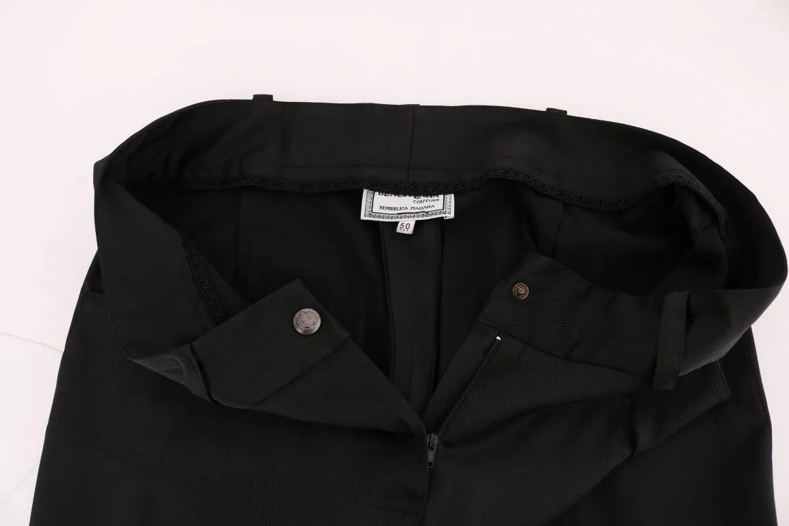 Black Cotton Capri Dress Pants