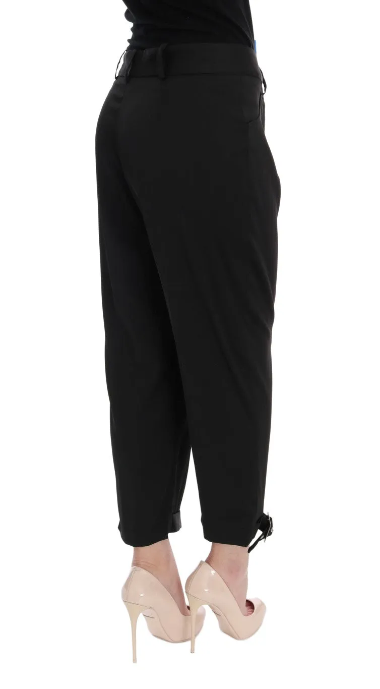 Black Cotton Capri Dress Pants