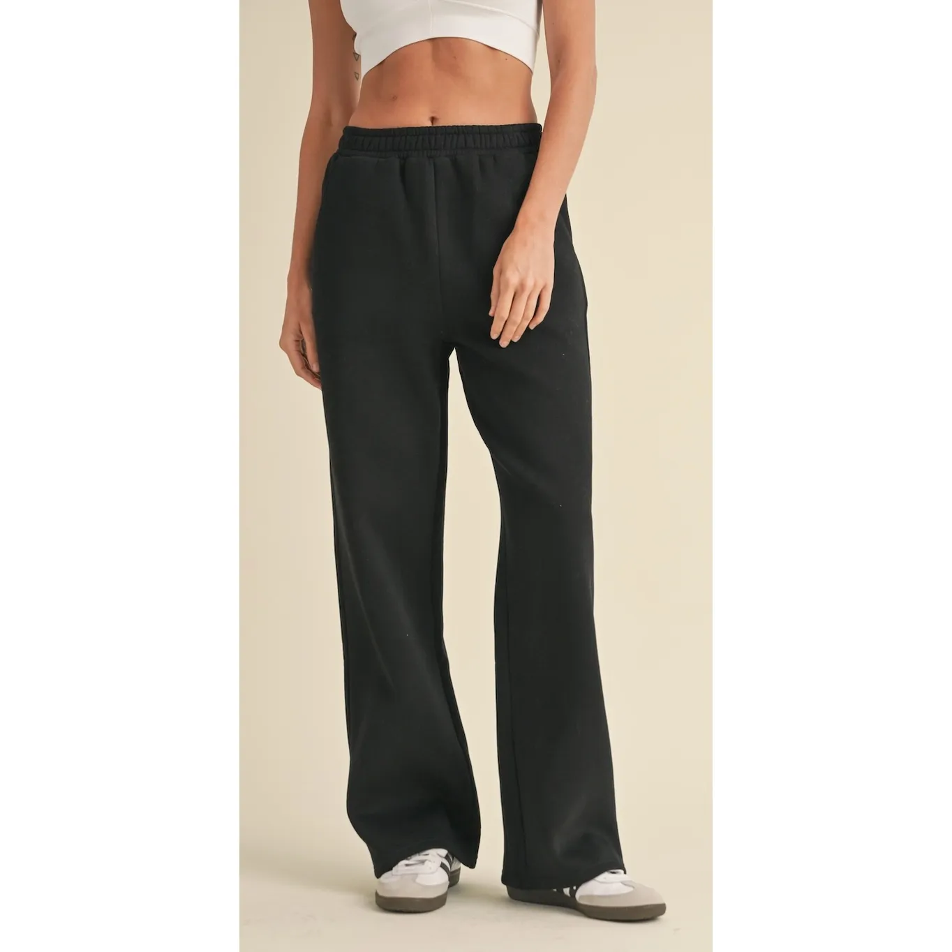 Black Cozy Wide-Leg Sweatpants