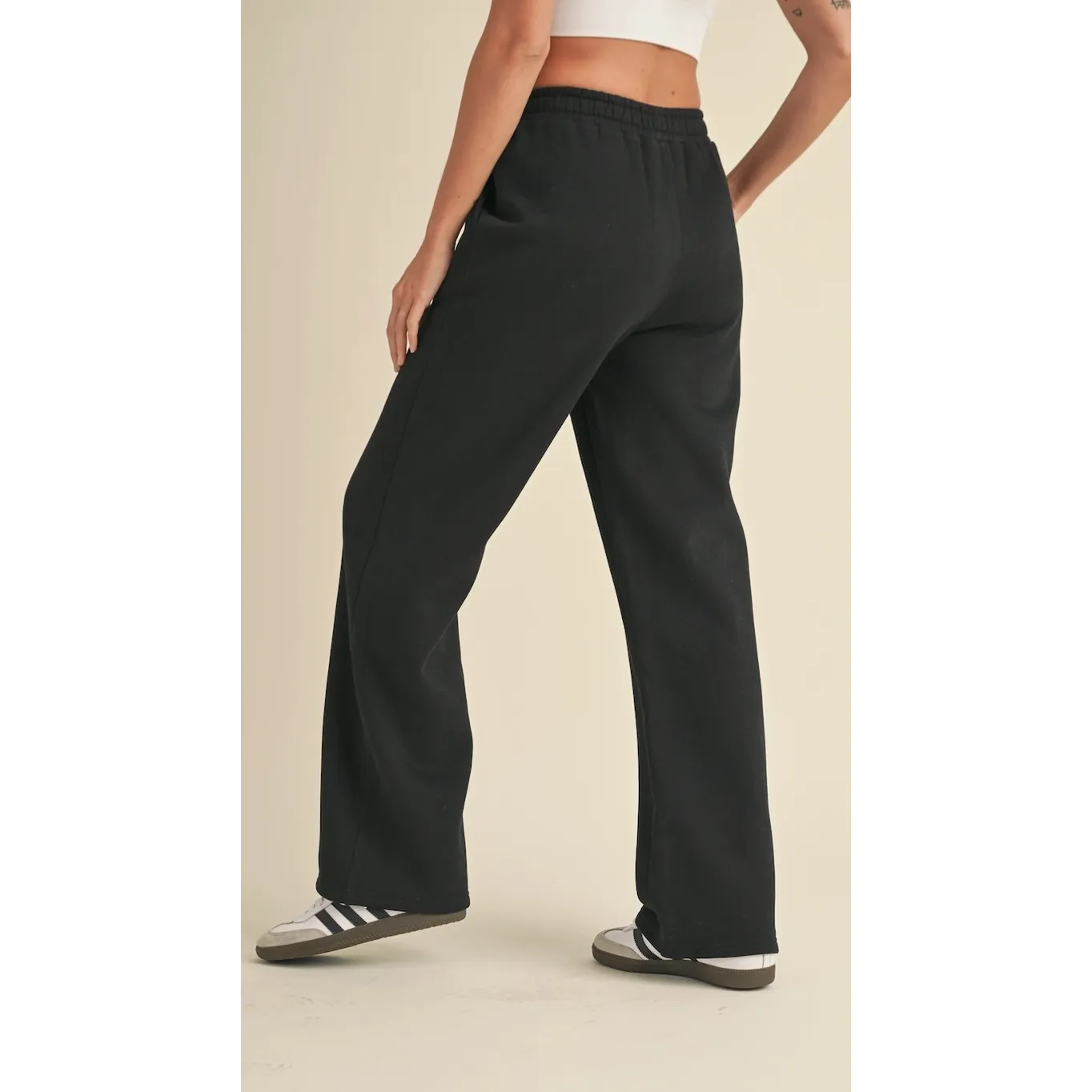 Black Cozy Wide-Leg Sweatpants
