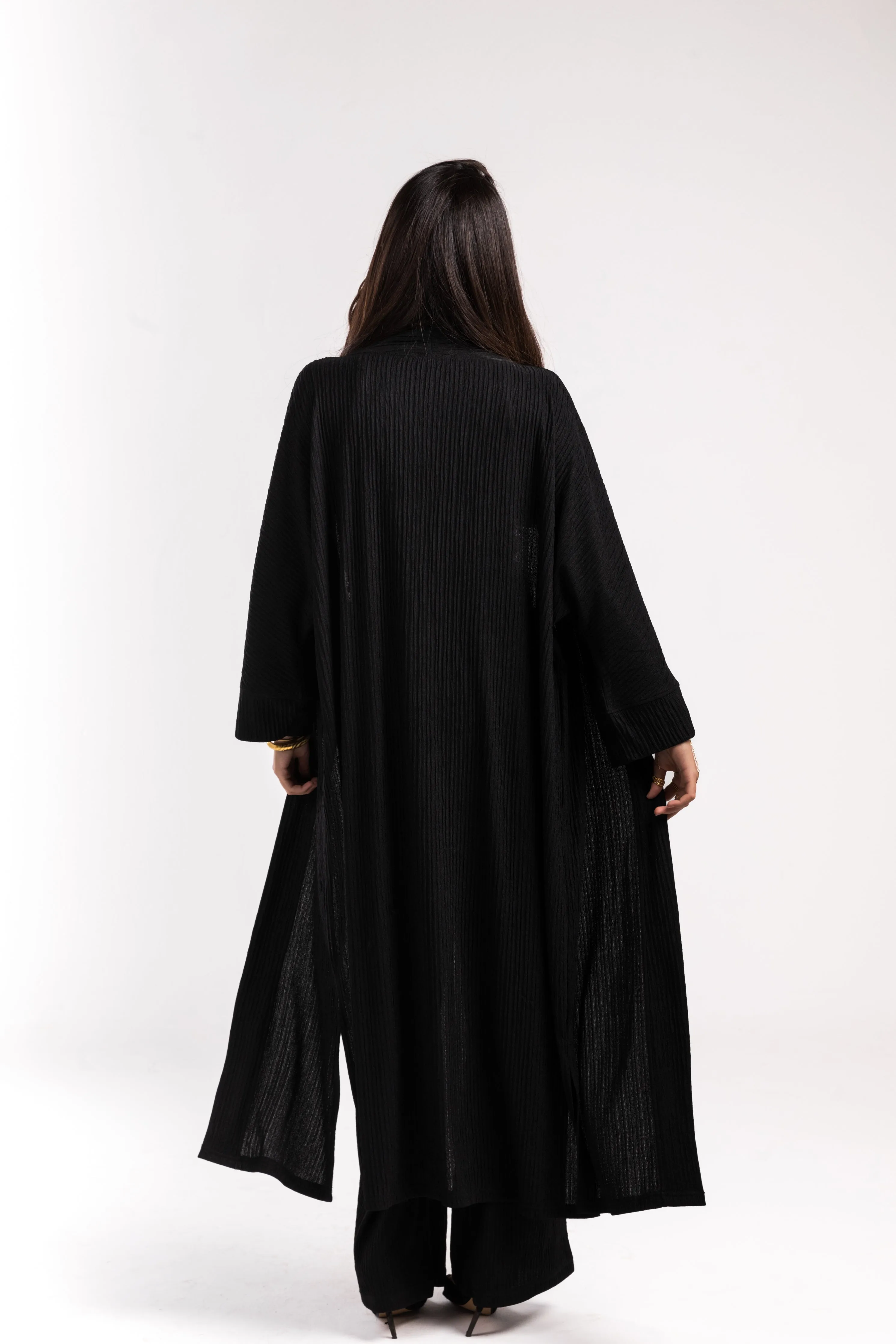 Black Crinkled Flow Kimono