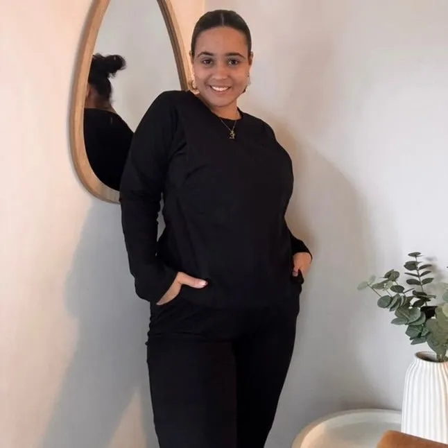Black Luxurious Cotton Breastfeeding Loungewear
