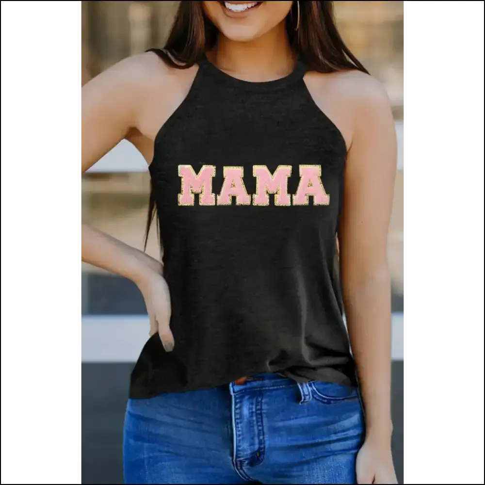 Black Mama Chenille Patched o Neck Tank: Goddess ! 👑