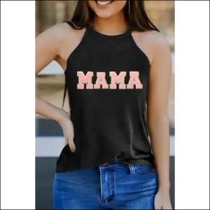 Black Mama Chenille Patched o Neck Tank: Goddess ! 👑