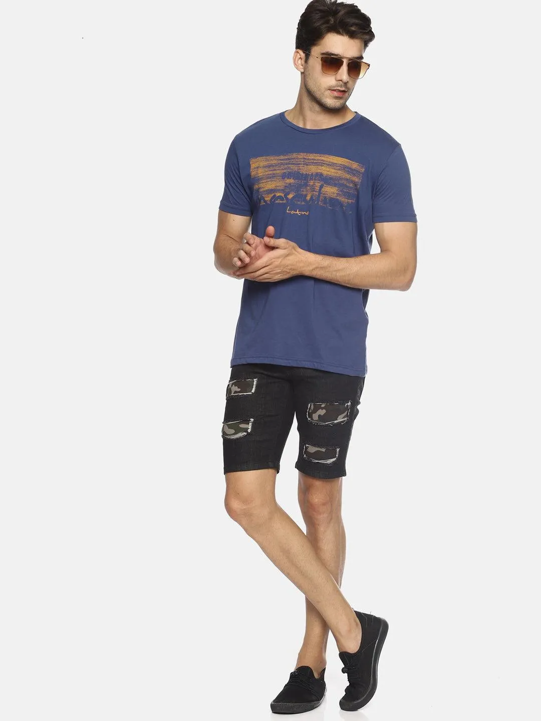 Black Patched Shorts