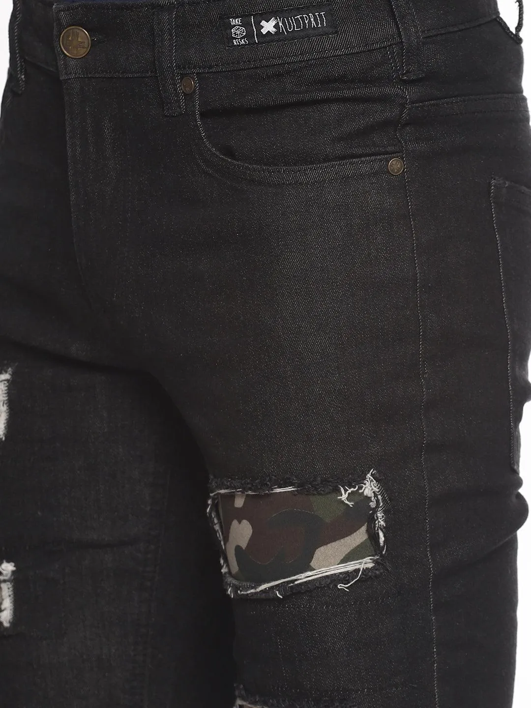 Black Patched Shorts