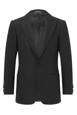 Black Peak Lapel Single Breasted Wool Evening Jacket