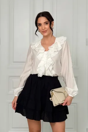 Black skirt with ruffles made of lightweight batiste