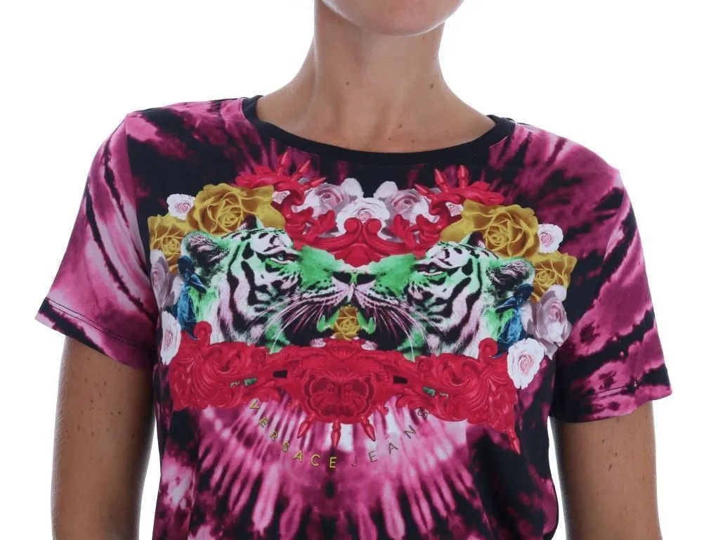 Black Tiger Baroque Print T-Shirt
