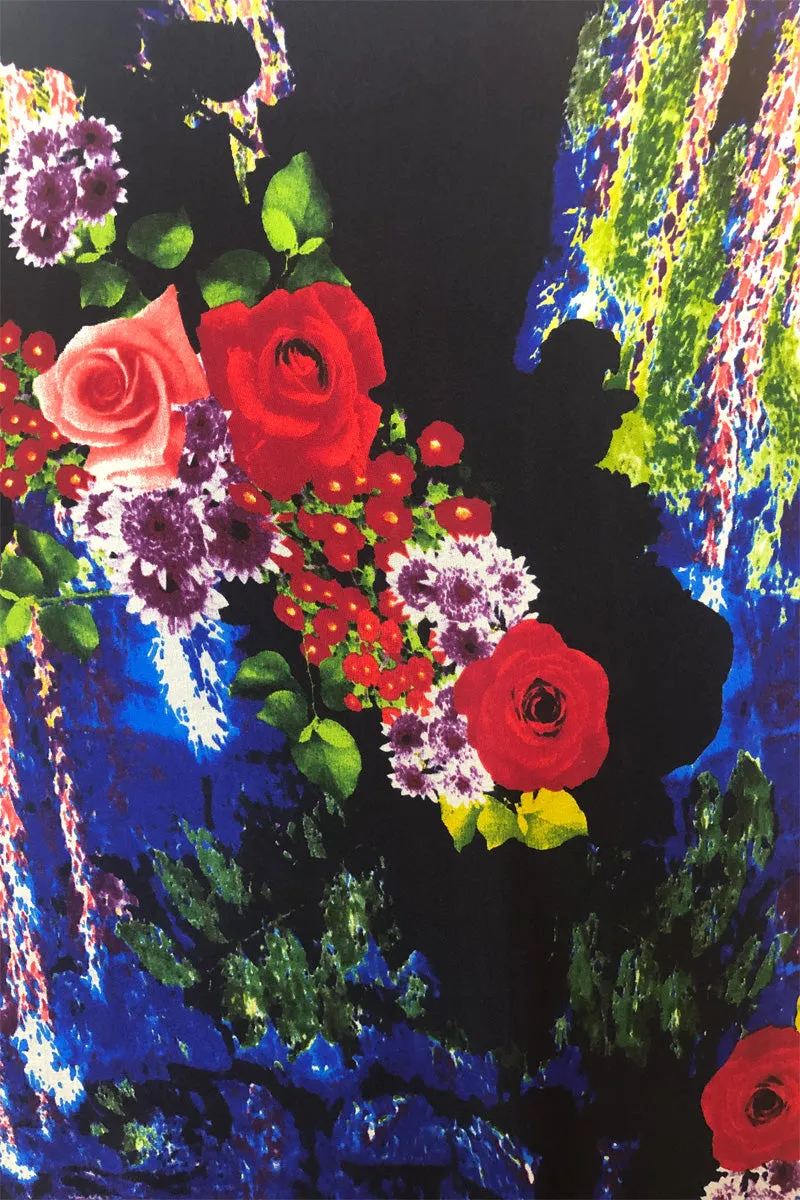 Blue Floral Chiffon Silk classic Kimono
