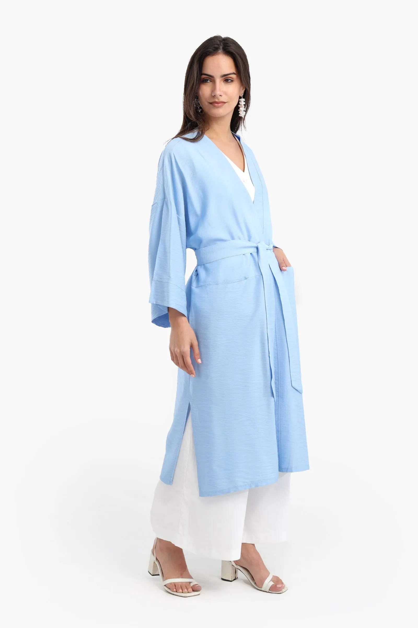 Blue Open Front Kimono