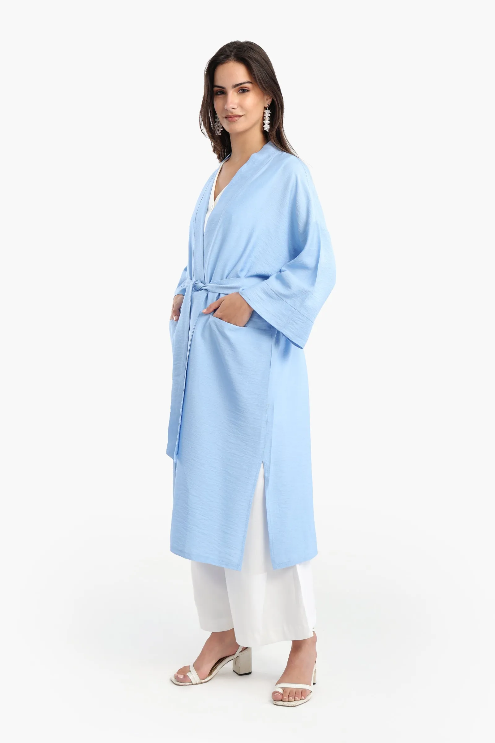 Blue Open Front Kimono