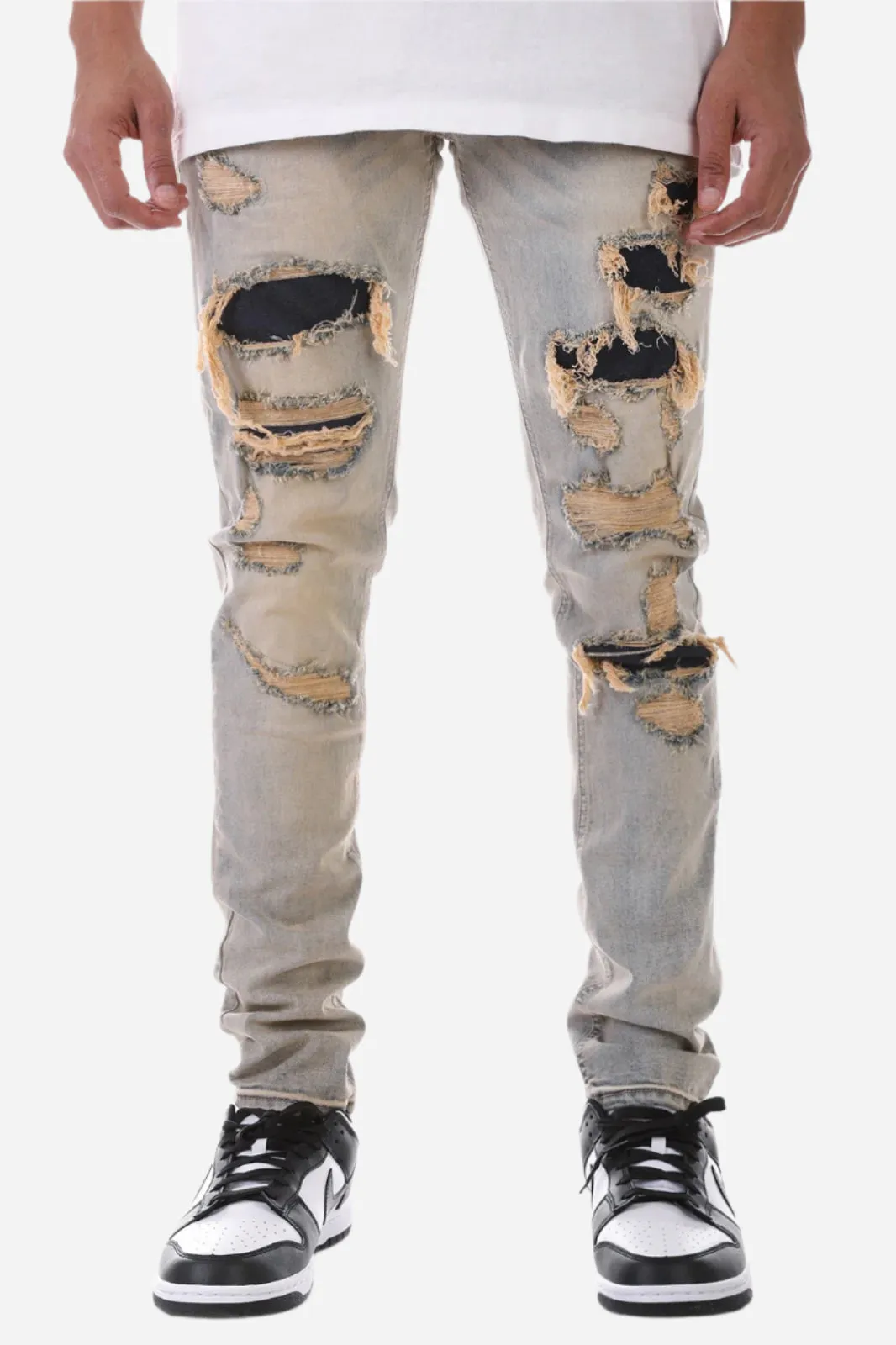 Blue Patched Jeans - Skinny Fit