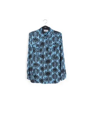 Blue shirt with snake print