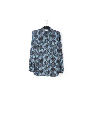 Blue shirt with snake print