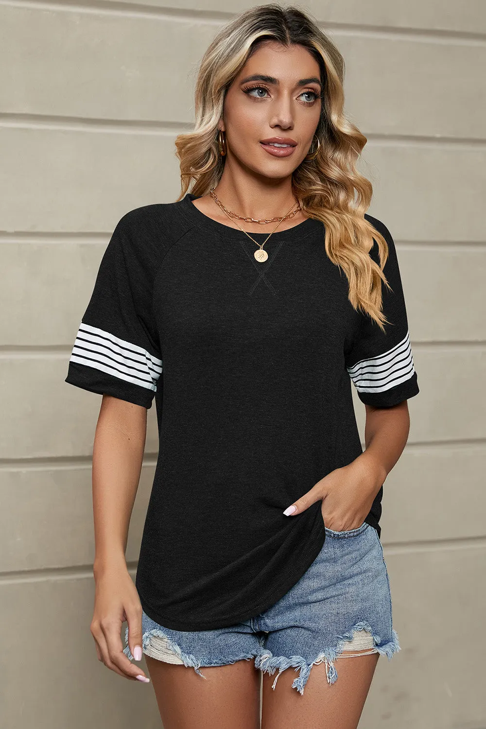 Bobby Striped Round Neck Short Sleeve T-Shirt