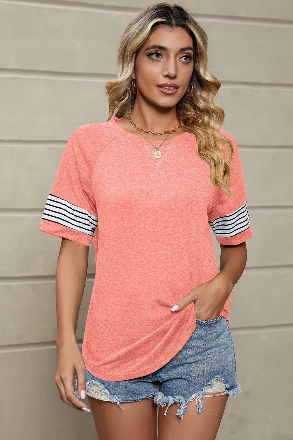 Bobby Striped Round Neck Short Sleeve T-Shirt