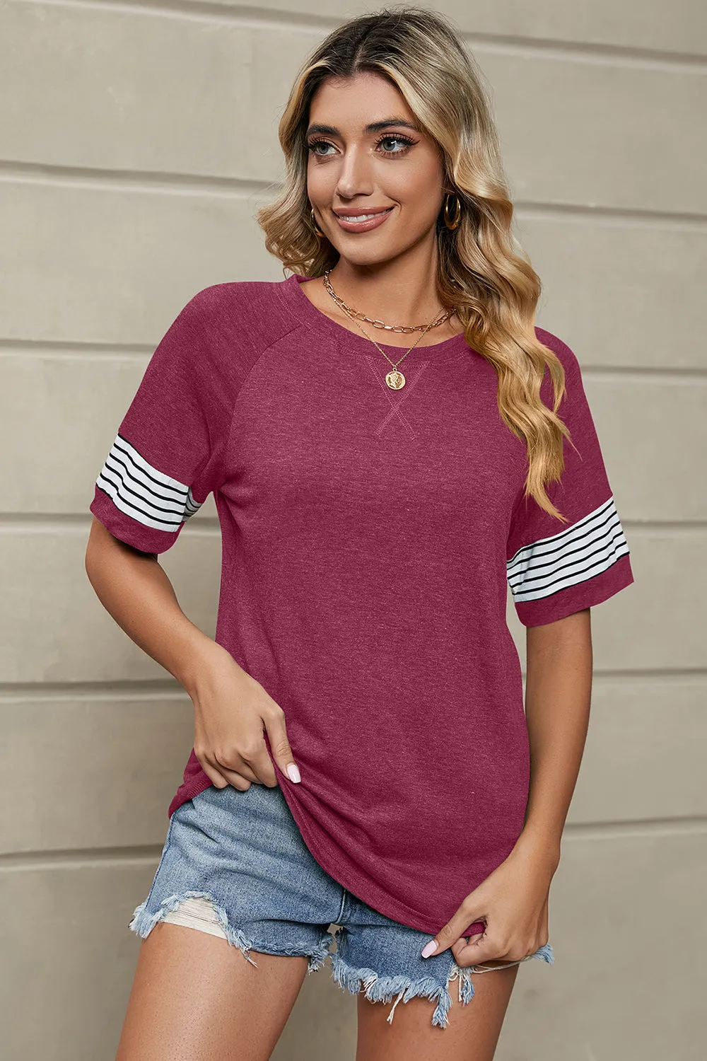 Bobby Striped Round Neck Short Sleeve T-Shirt