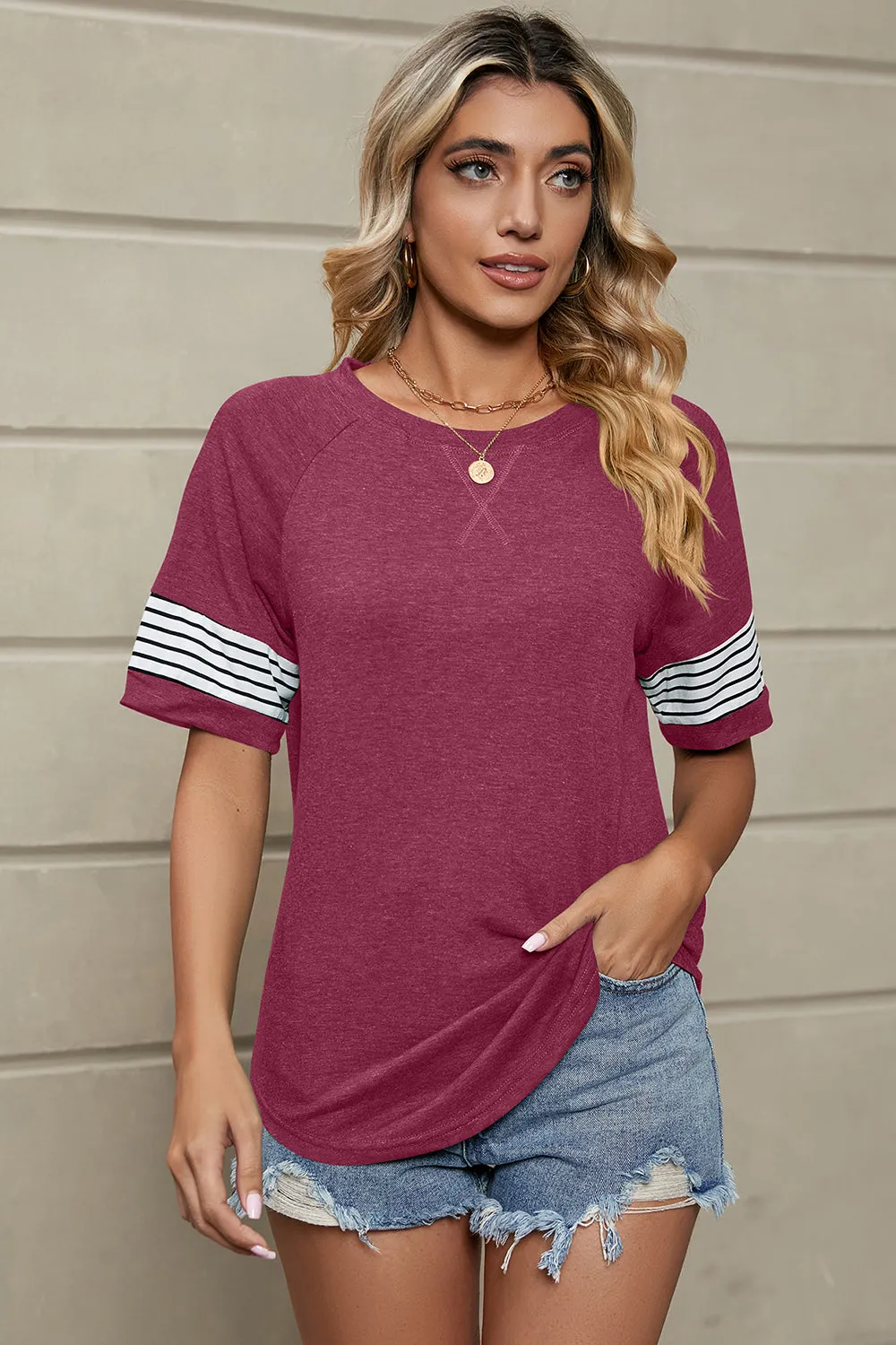 Bobby Striped Round Neck Short Sleeve T-Shirt