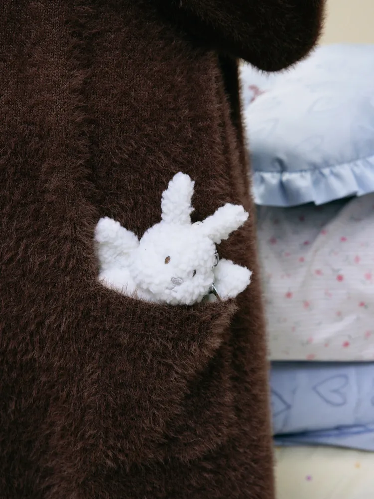 Bunny Ears Fleece Hooded Pajama Dress