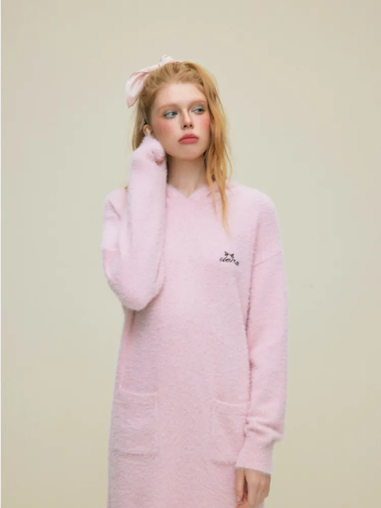 Bunny Ears Fleece Hooded Pajama Dress