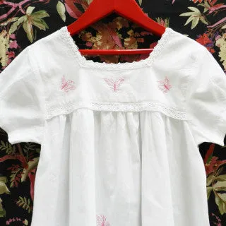 Butterfly Girls White Short Sleeve Cotton Nightie