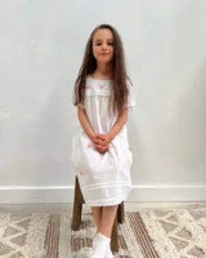 Butterfly Girls White Short Sleeve Cotton Nightie