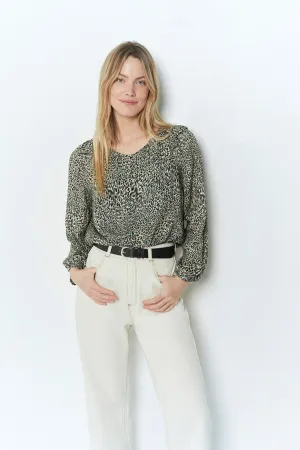CAMPBELL - Blouse kaki à imprimé cool léo