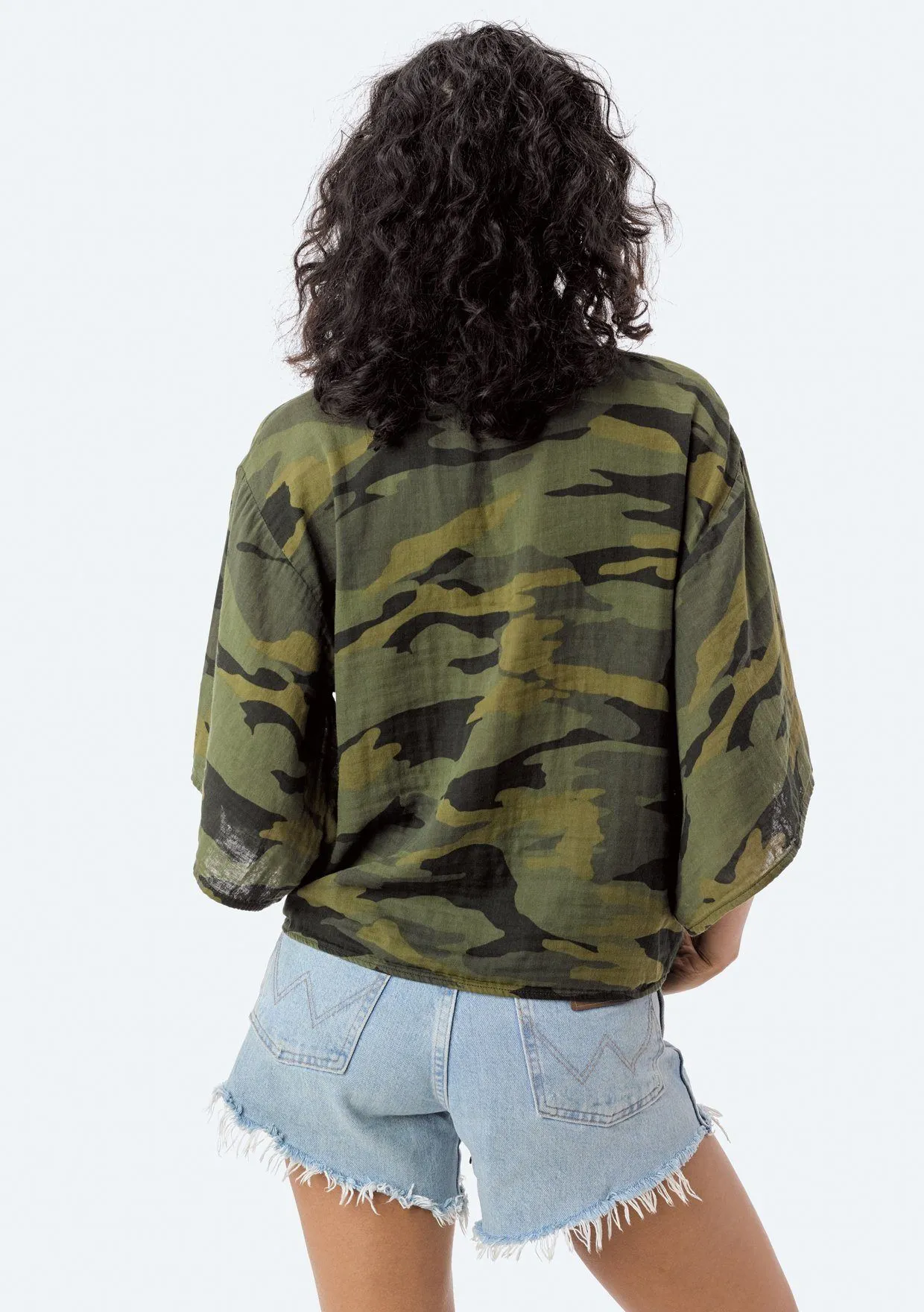 Casey Camo Tie Front Top