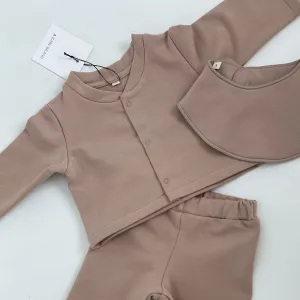 Che Organic Cotton Fleece Cardigan (Biscuit)