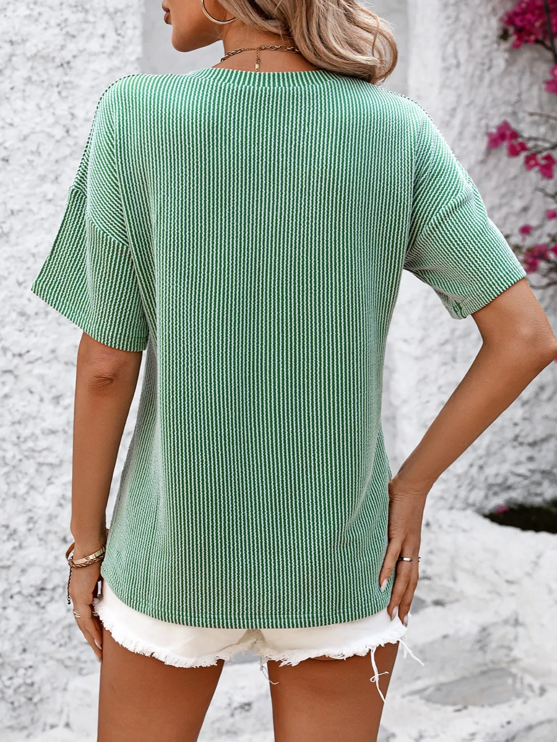 Clara V-Neck Dropped Shoulder T-Shirt