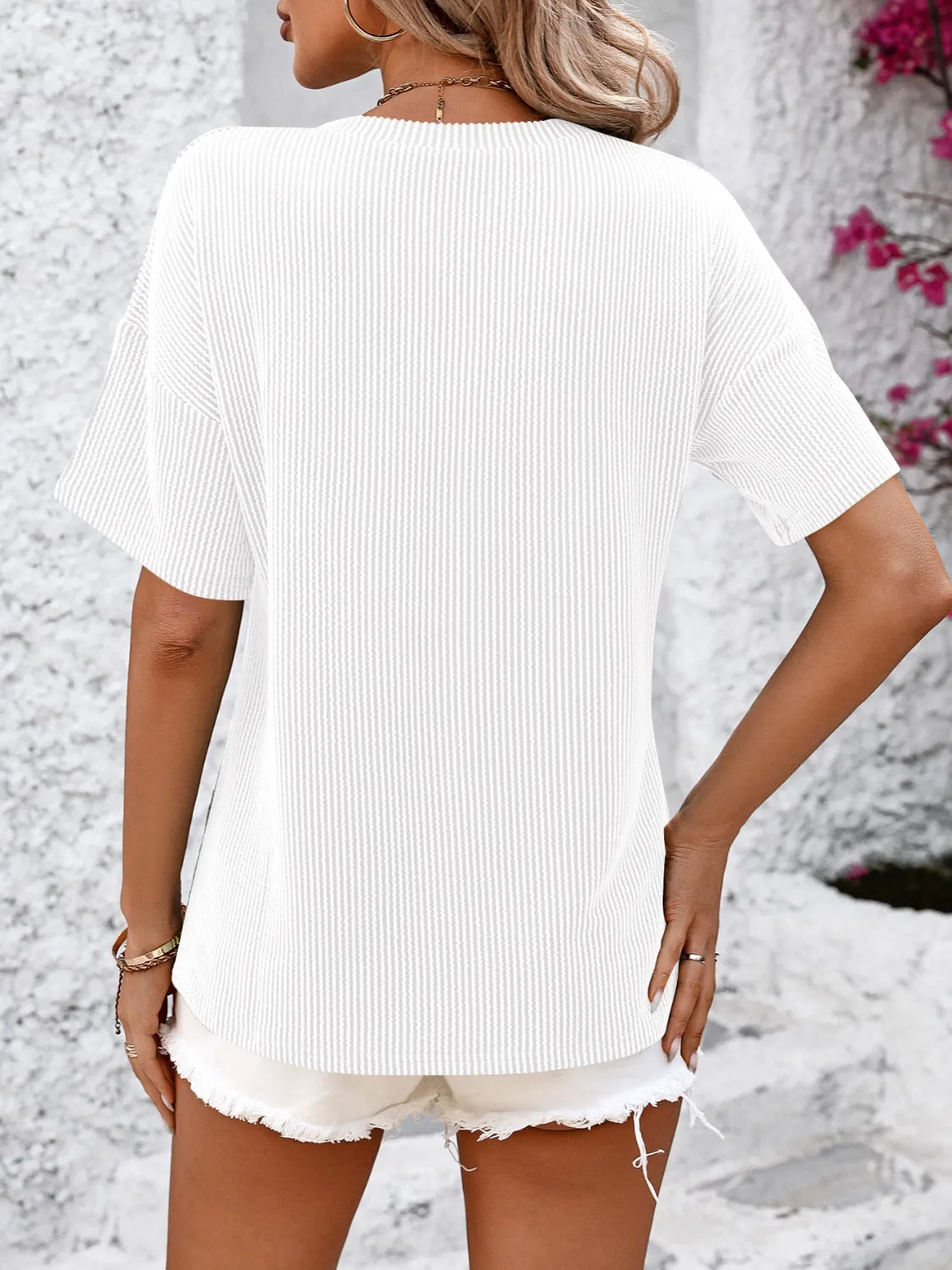 Clara V-Neck Dropped Shoulder T-Shirt