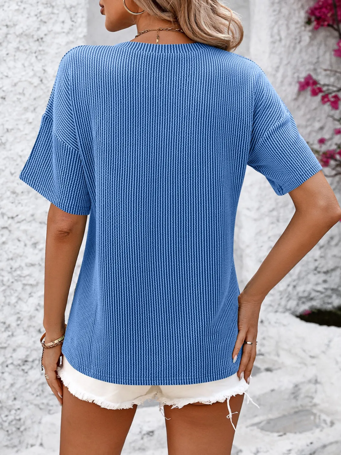 Clara V-Neck Dropped Shoulder T-Shirt