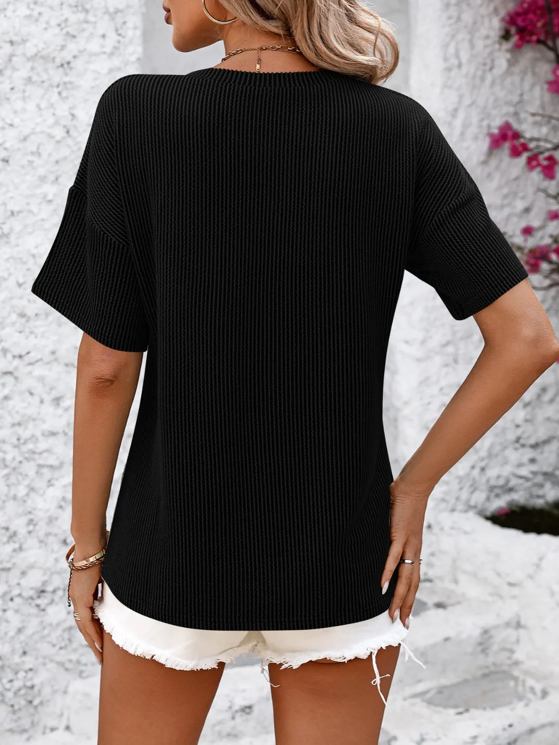 Clara V-Neck Dropped Shoulder T-Shirt