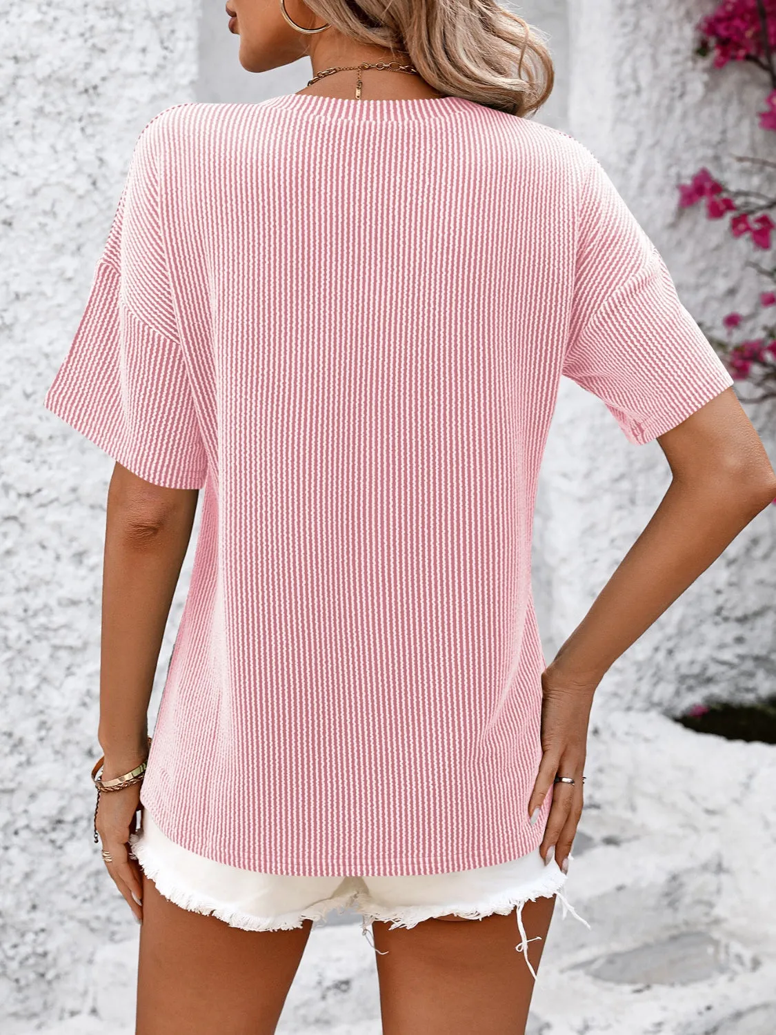 Clara V-Neck Dropped Shoulder T-Shirt