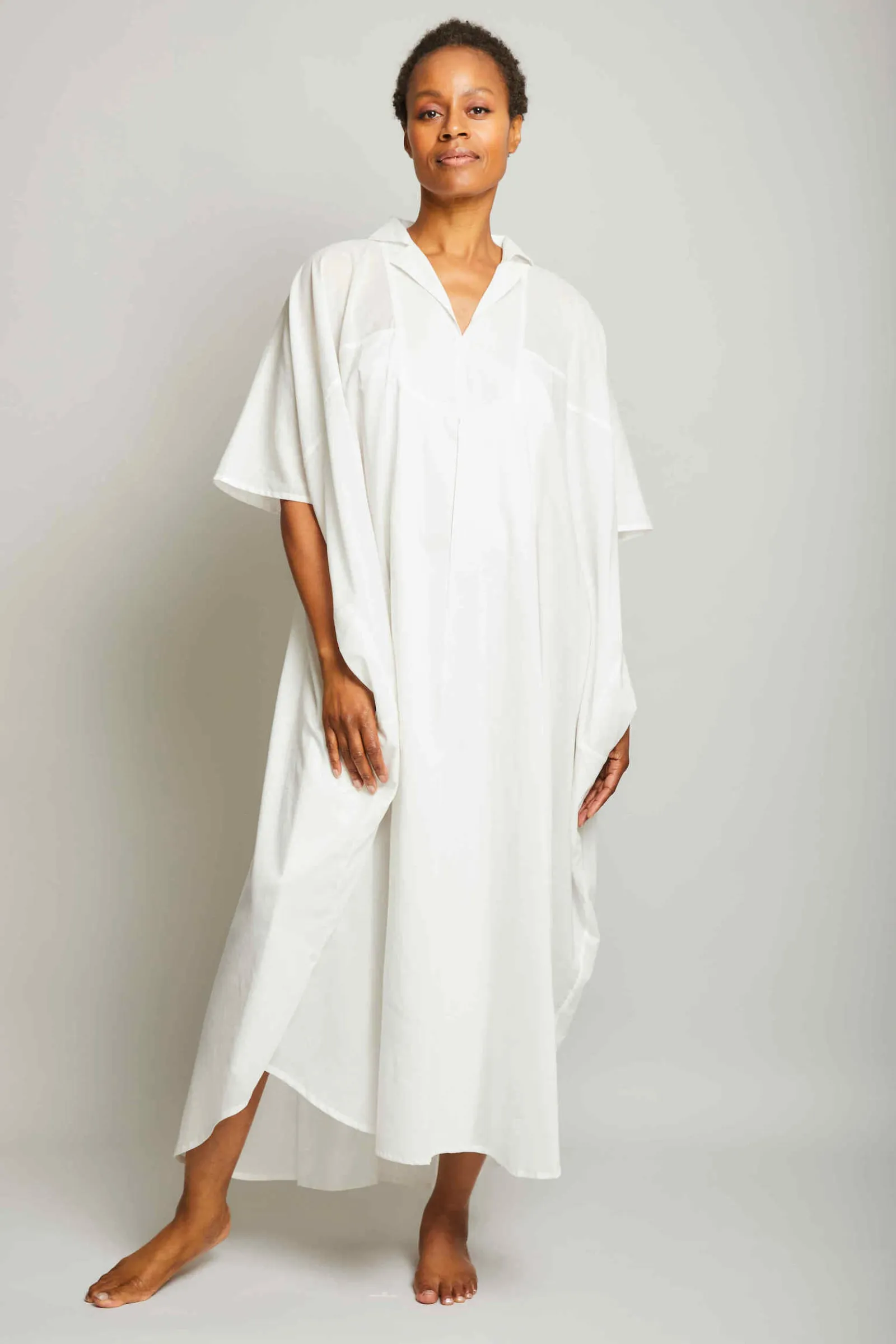 Collared Kaftan - White