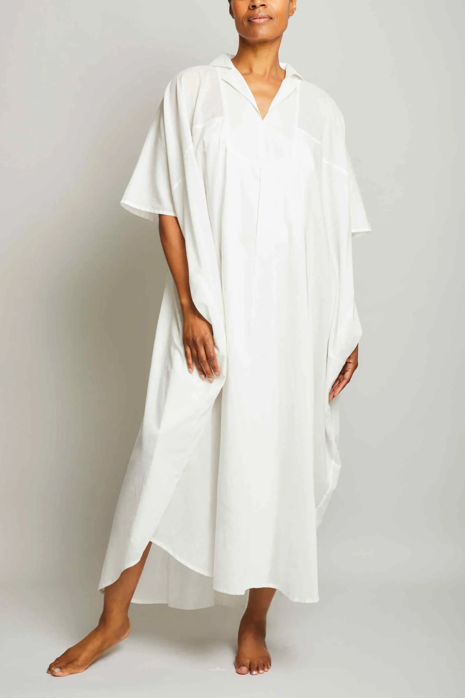 Collared Kaftan - White
