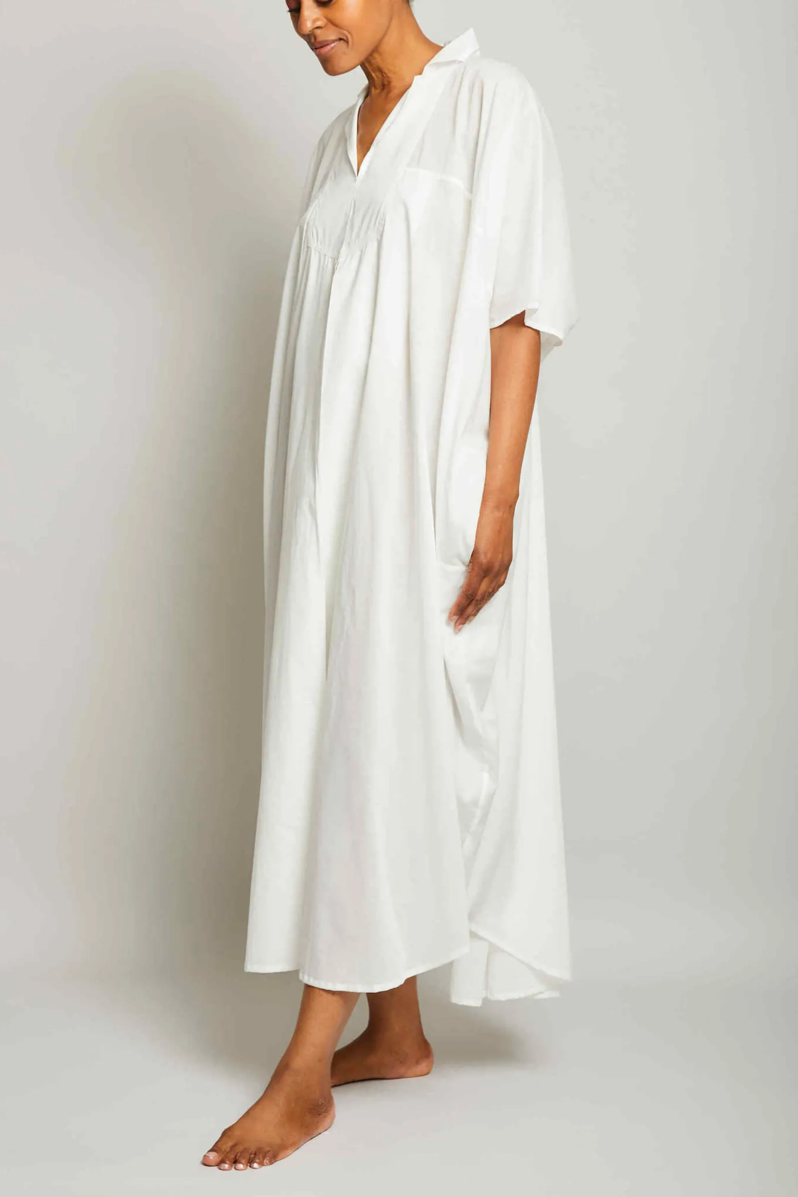 Collared Kaftan - White