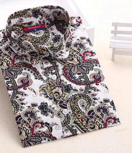 Cotton Women Vintage Shirts Turn Down Collar Shirt Long Sleeve Blouses Floral Women Tops