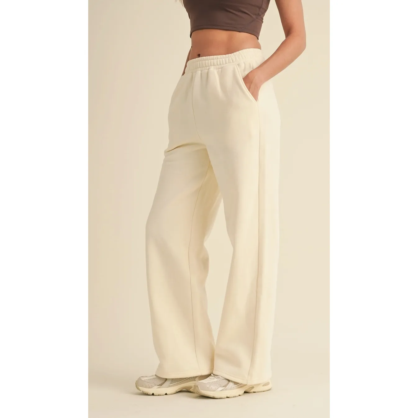 Cream Cozy Wide-Leg Sweatpants