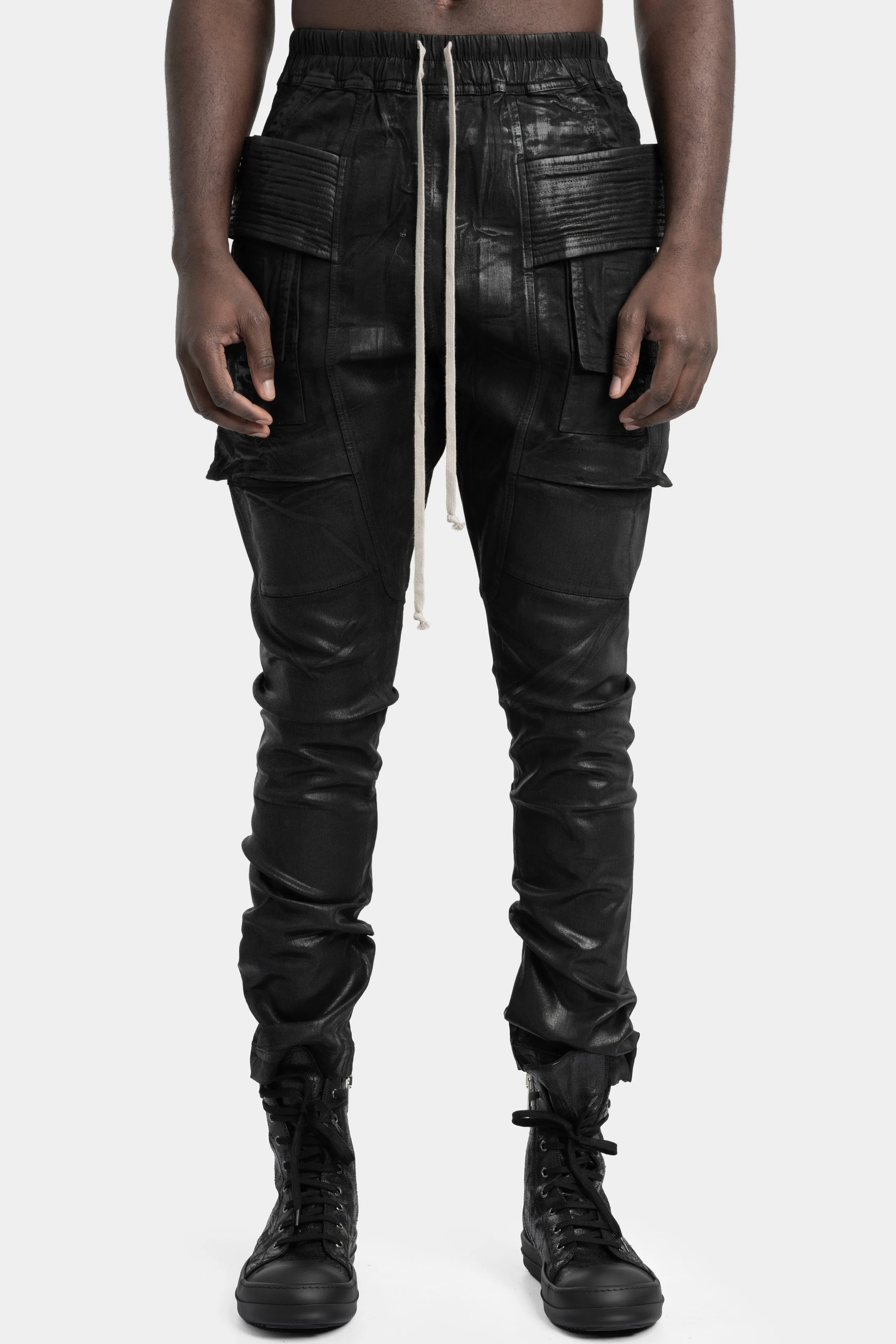 Creatch cargo denim pants, Overdyed foil
