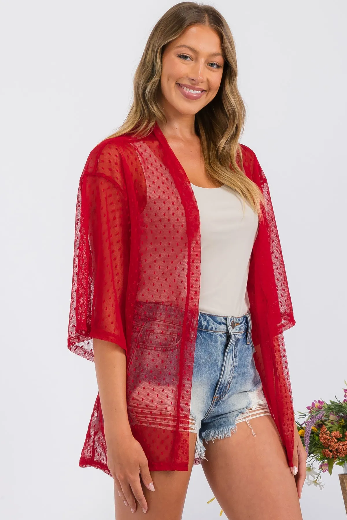 CROCHET LACE KIMONO CASUAL CARDIGAN