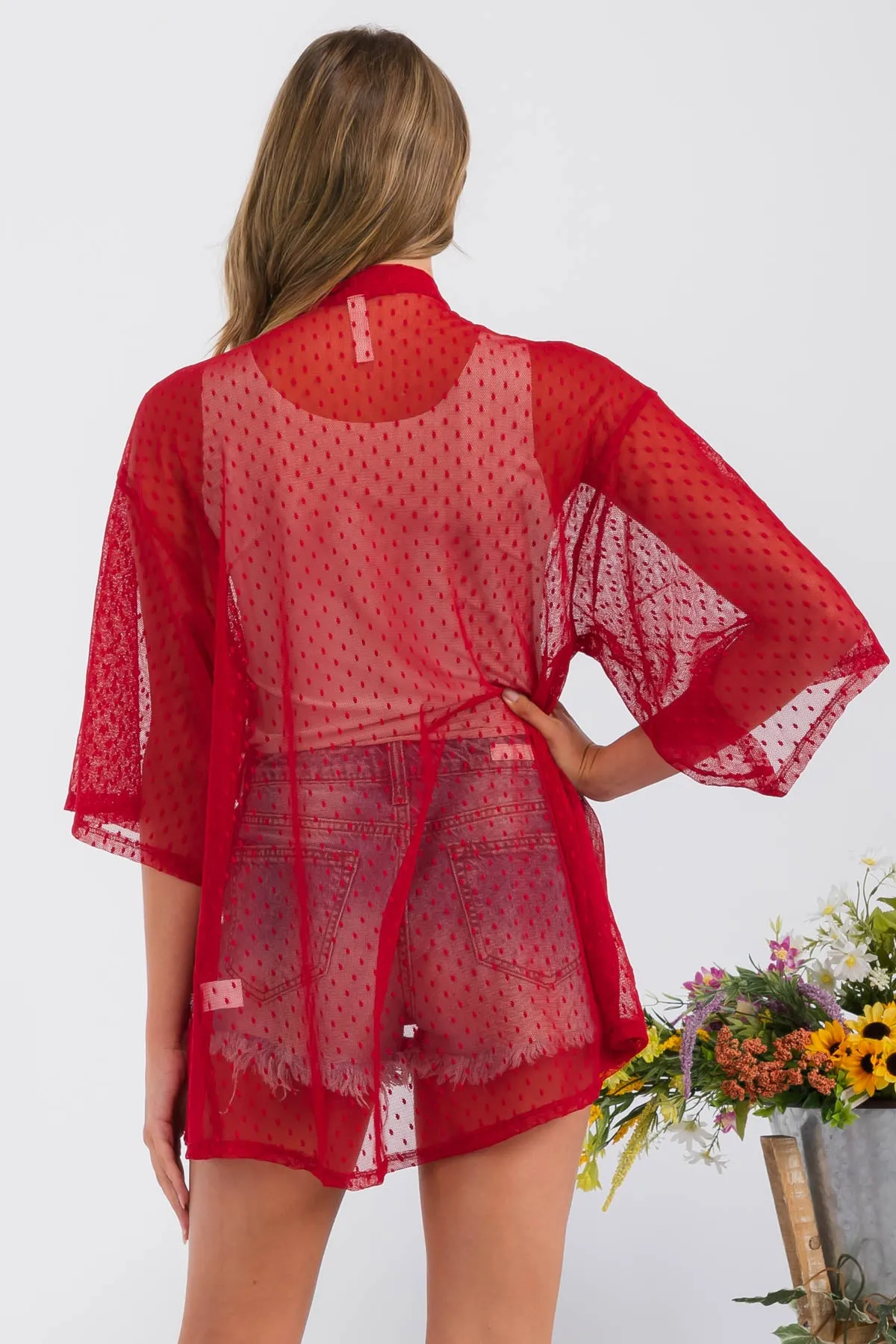 CROCHET LACE KIMONO CASUAL CARDIGAN