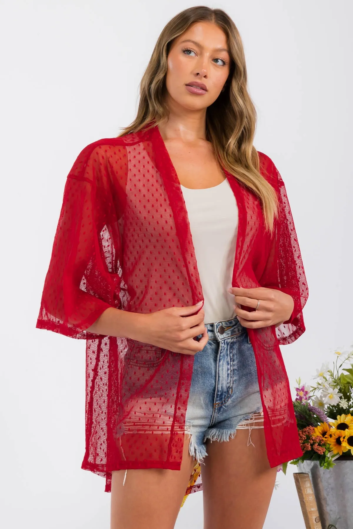 CROCHET LACE KIMONO CASUAL CARDIGAN