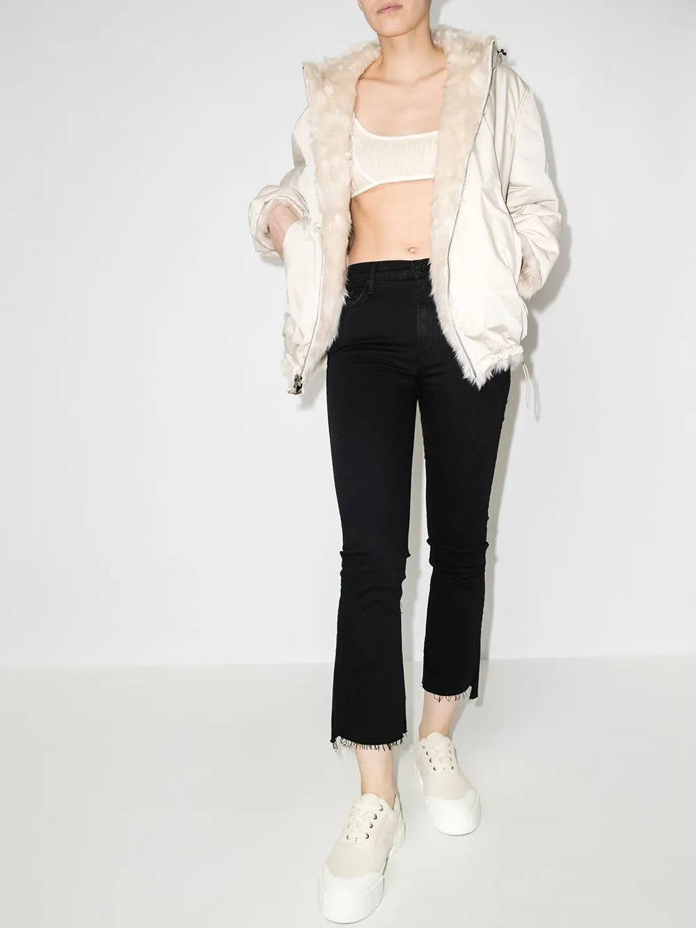 Cropped flared denim jeans
